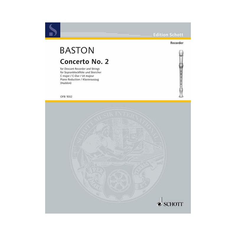 Partition John Baston Concerto n°2 pour flûte à bec