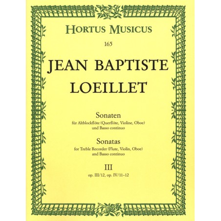 Partition Jean-Baptiste LOEILLET - Sonates flûte à bec