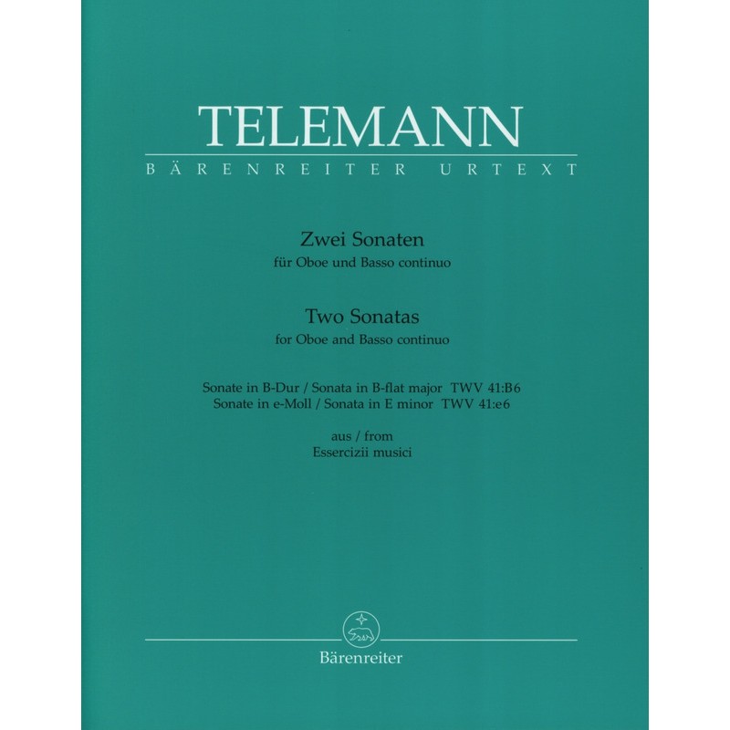 Partition 2 Sonates pour hautbois de Telemann Barenreiter