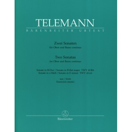 Partition 2 Sonates pour hautbois de Telemann Barenreiter