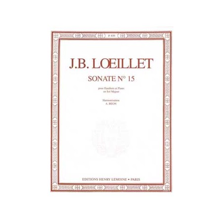 Partition Sonate n°15 de J.B. Loeillet pour haurbois