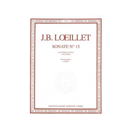 Partition Sonate n°15 de J.B. Loeillet pour haurbois