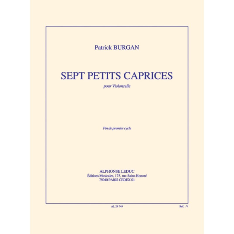 Patrick Burgan - 7 petits caprices - partition violoncelle