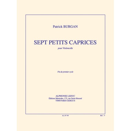 Patrick Burgan - 7 petits caprices - partition violoncelle
