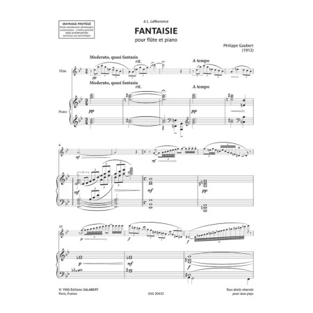 Philippe Gaubert Fantaisie - Partition flûte