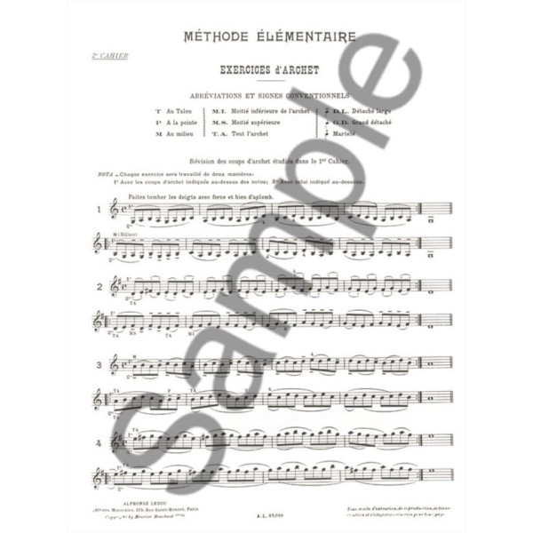 Hauchard méthode élémentaire - Partition violon