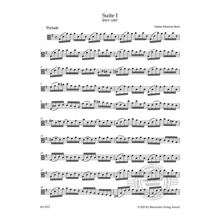 Partition Bach suite transcription pour l'alto - Avignon