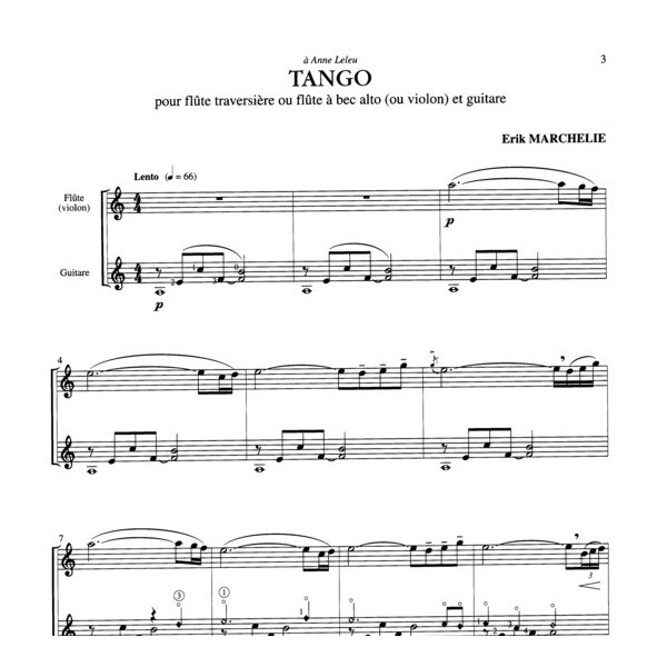 Erik Marchelie Tango - Partition flûte et guitare