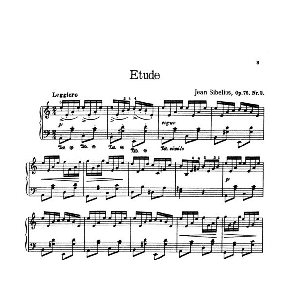 Partition piano SIbelius Etude n°2 Opus 76