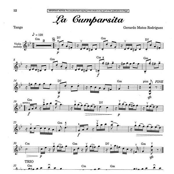 La Cumparsita - Partition violon