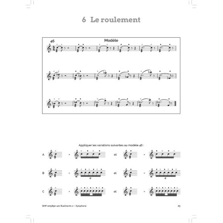 Partition rudiments xylophone  - Thierry Deleruyelle