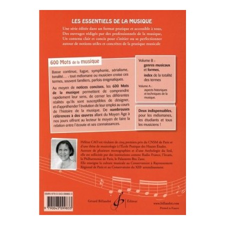 Hélène CAO les 600 mots de la musique volume 4 livre