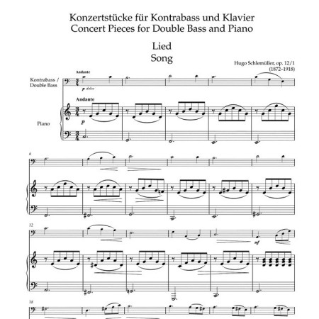 Concert pieces for double bass and piano partition