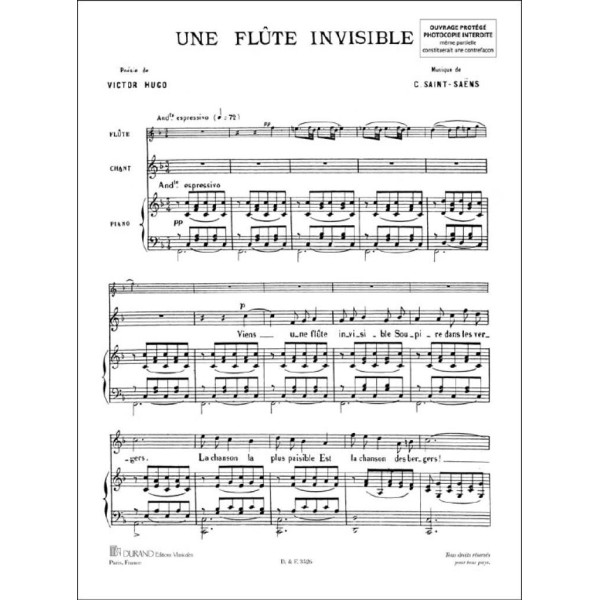 Saint-Saëns Une Flûte invisible partition
