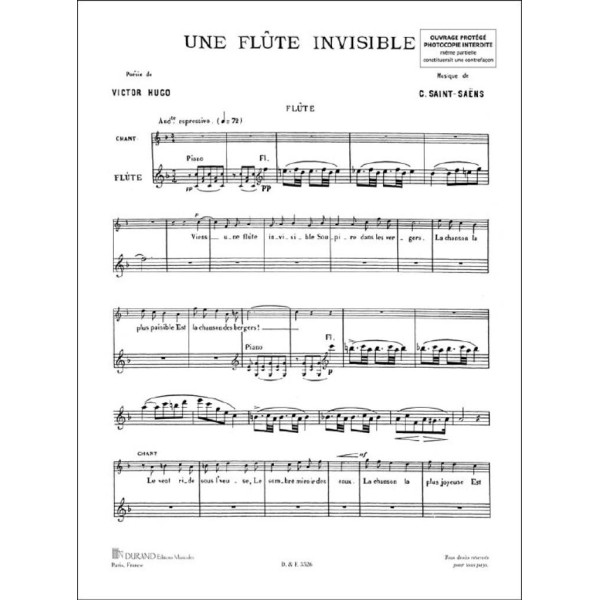 Saint-Saëns Une Flûte invisible partition