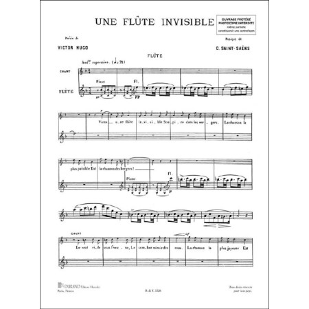 Saint-Saëns Une Flûte invisible partition