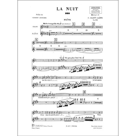 saint-saens la nuit partition chant