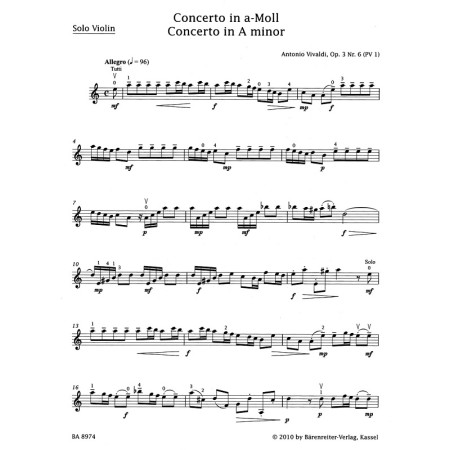 Vivaldi concerto opus 3 n°6 partition violon