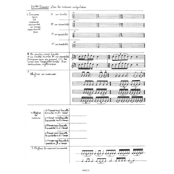 Mayeur Devoirs de musique cahier 6