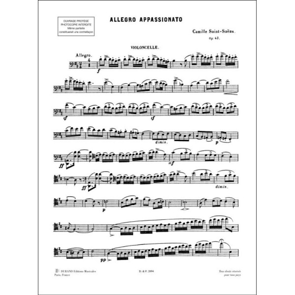Saint Saëns allegro appassionato partition violoncelle