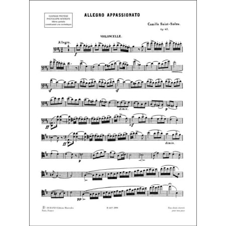 Saint Saëns allegro appassionato partition violoncelle