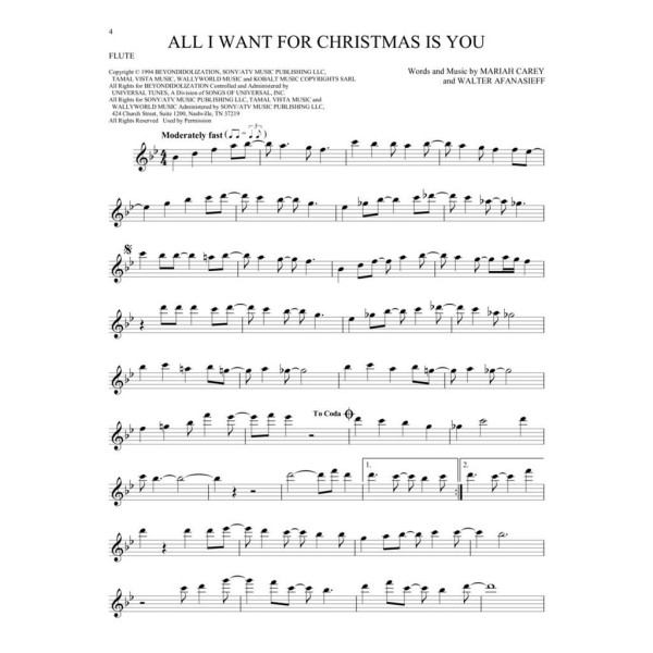 101 Christmas songs partition flûte