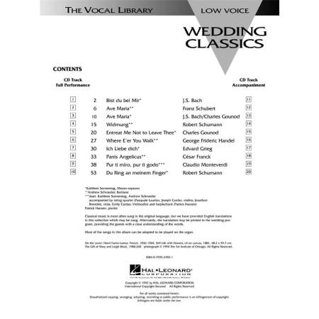 Wedding classics partition voix grave mariage