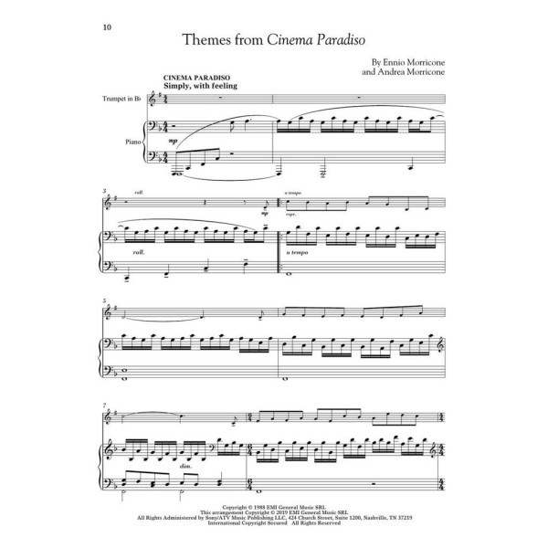 MOVIE THEMES for classical players partition trompette