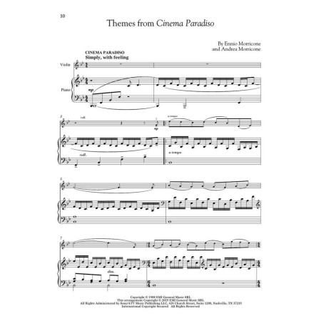 movie themes for classical players partition violon