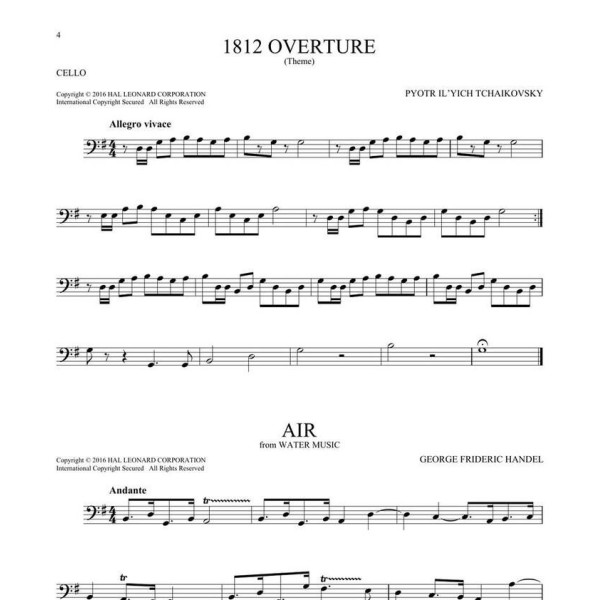101 classical themes partition violoncelle
