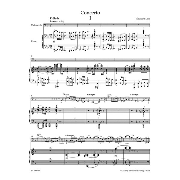 Lalo Concerto partition violoncelle