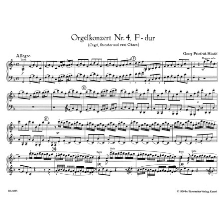 Haendel concert orgue opus 4 partition