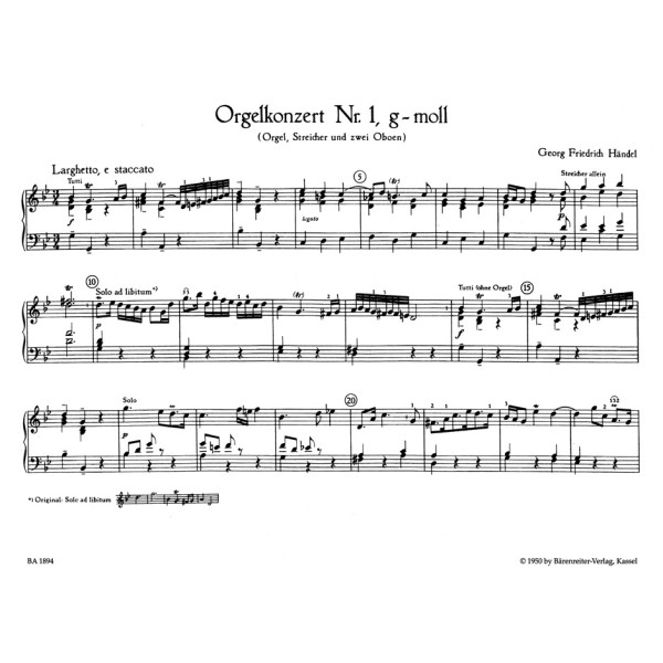 Haendel Concerto orgue partition