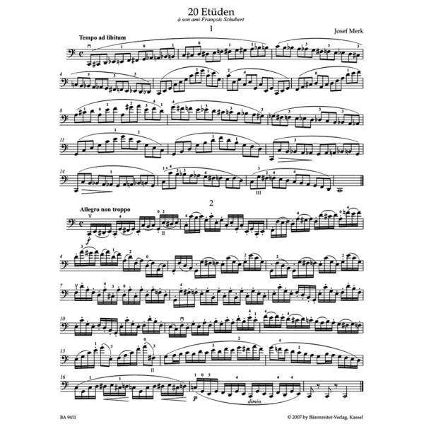 merk 20 études opus 11 partition