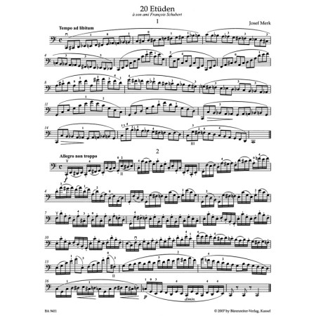 merk 20 études opus 11 partition